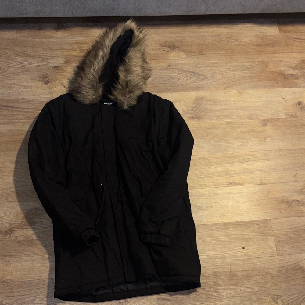 Fashion Nova Black Jacket with Fur Hood
